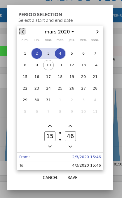 custom date selection