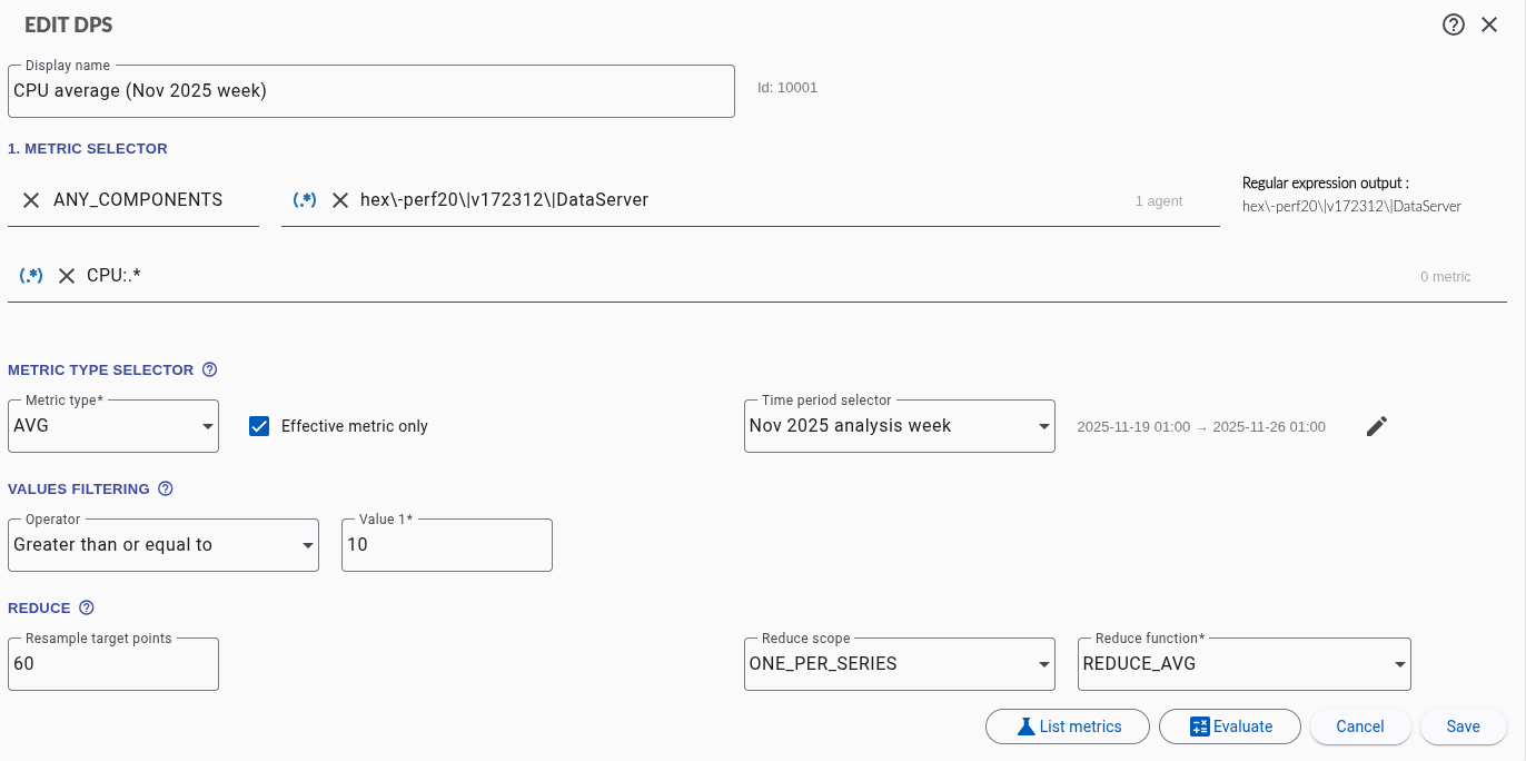 DPS edit form
