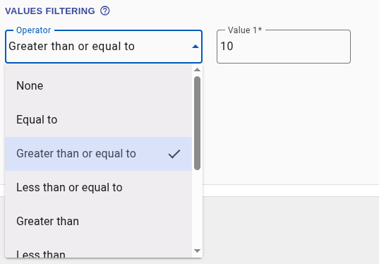 Values filtering operators